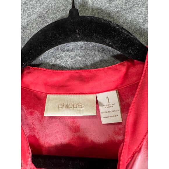 Chicos Blouse Women Medium Pink Semi Sheer Artsy Relaxed avant garde eclectic - Picture 2 of 6